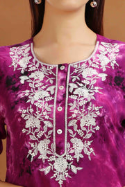 Purple Rayon Embroidered Short Kurta