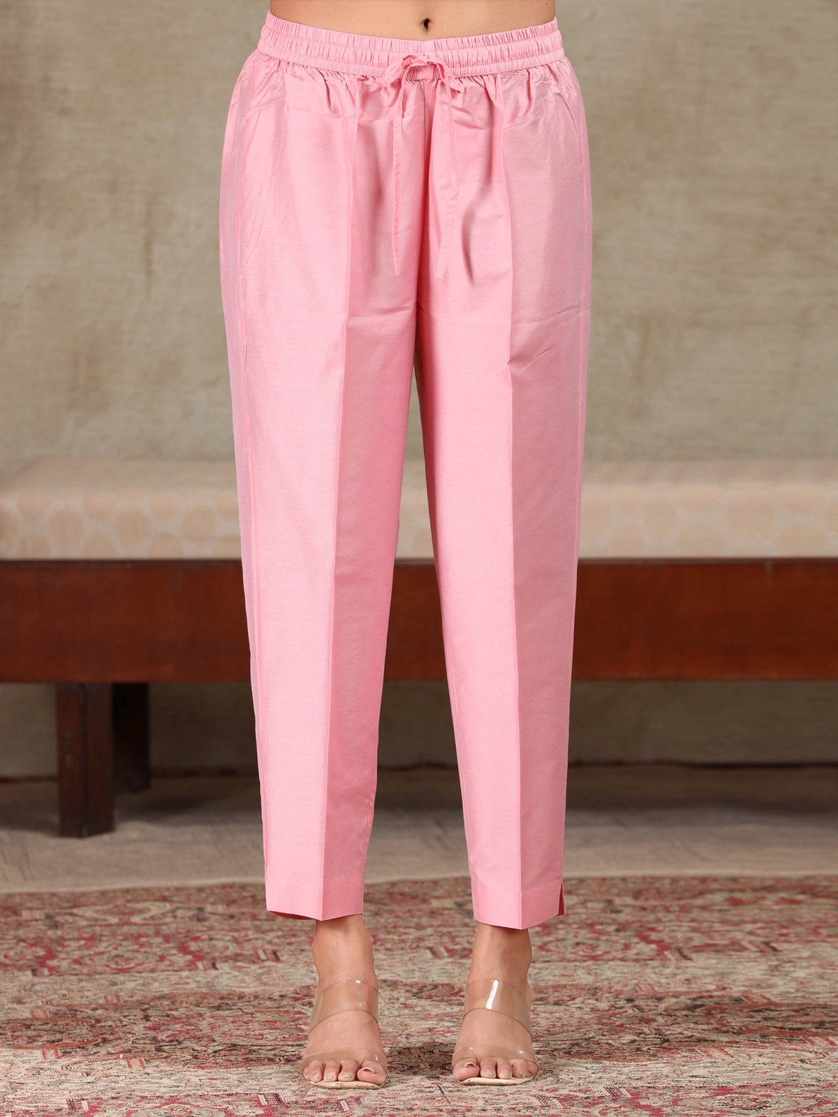 Light Pink Embroidered A-Line Ethnic Set