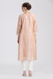 Beige Chanderi Embroidered Straight Kurta