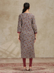 Beige Paisley Design Straight Cotton Kurta