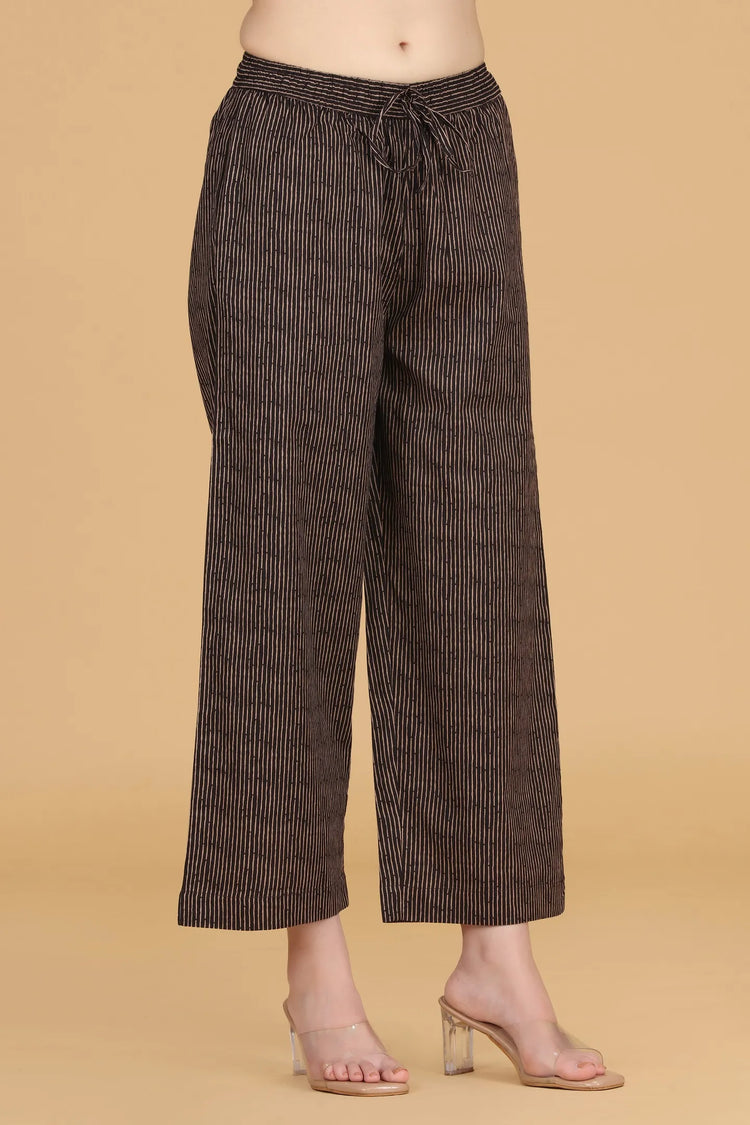 Black Cotton Printed Palazzo