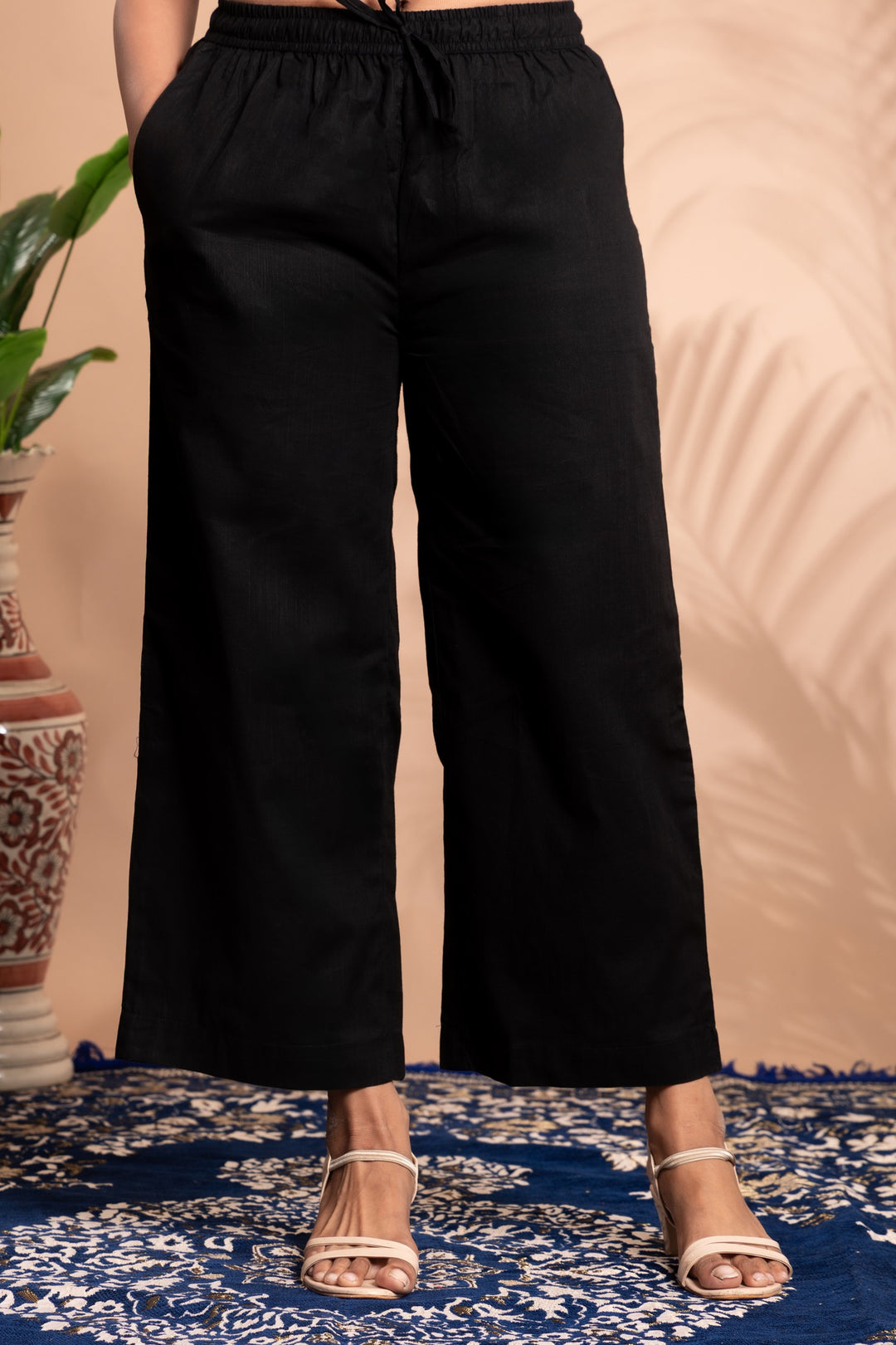 Black Embroidered Straight Co-ord Set