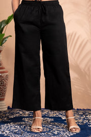 Black Embroidered Straight Co-ord Set