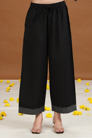 Black Embroidered A-Line Cotton Co-ord Set