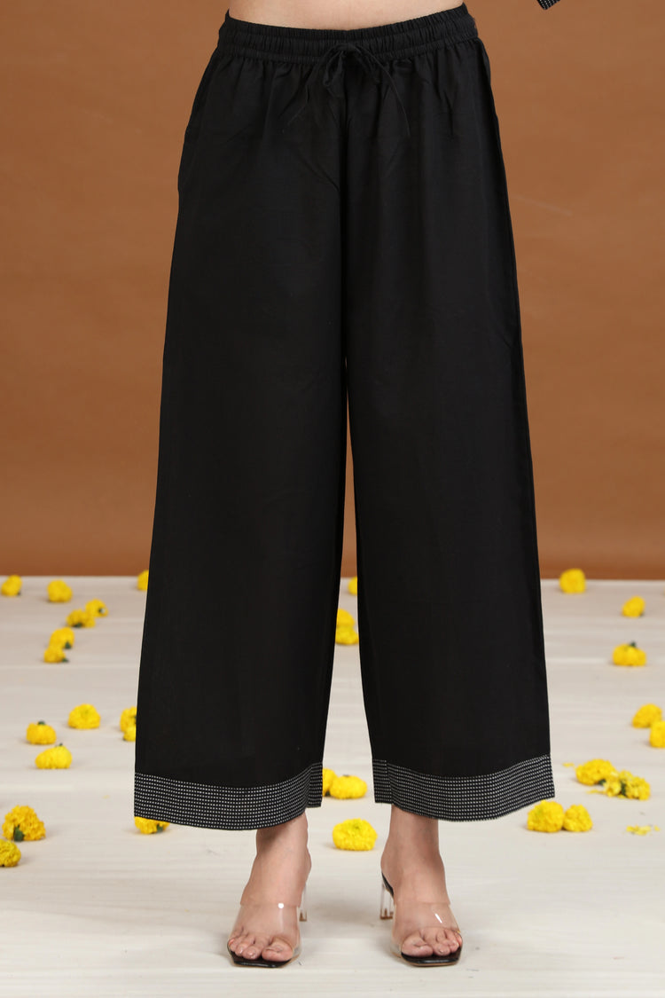 Black Embroidered A-Line Cotton Co-ord Set