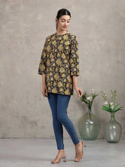Black Floral Printed Straight Tunic