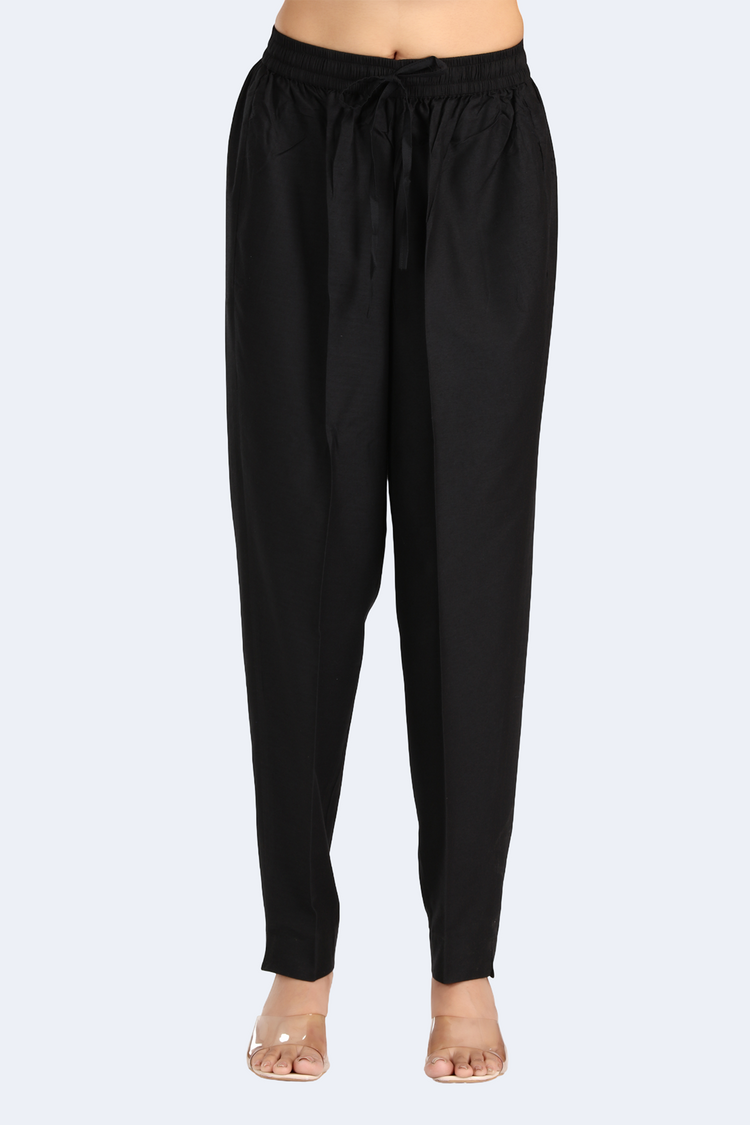 Black PolySilk Embroidered A Line Sleeveless Kurta Pant and Dupatta Suit Set for women