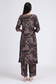 Black Rayon Printed Straight Kurta Pant Co ord Set