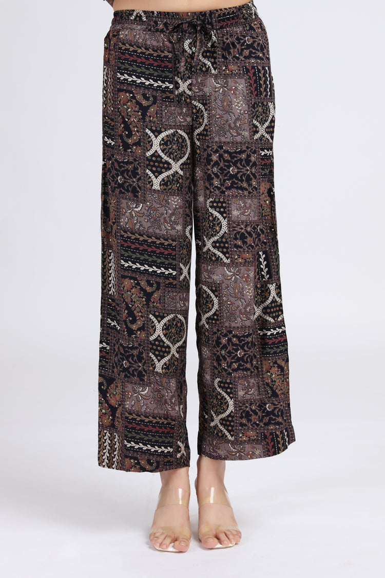 Black Rayon Printed Straight Kurta Pant Co ord Set