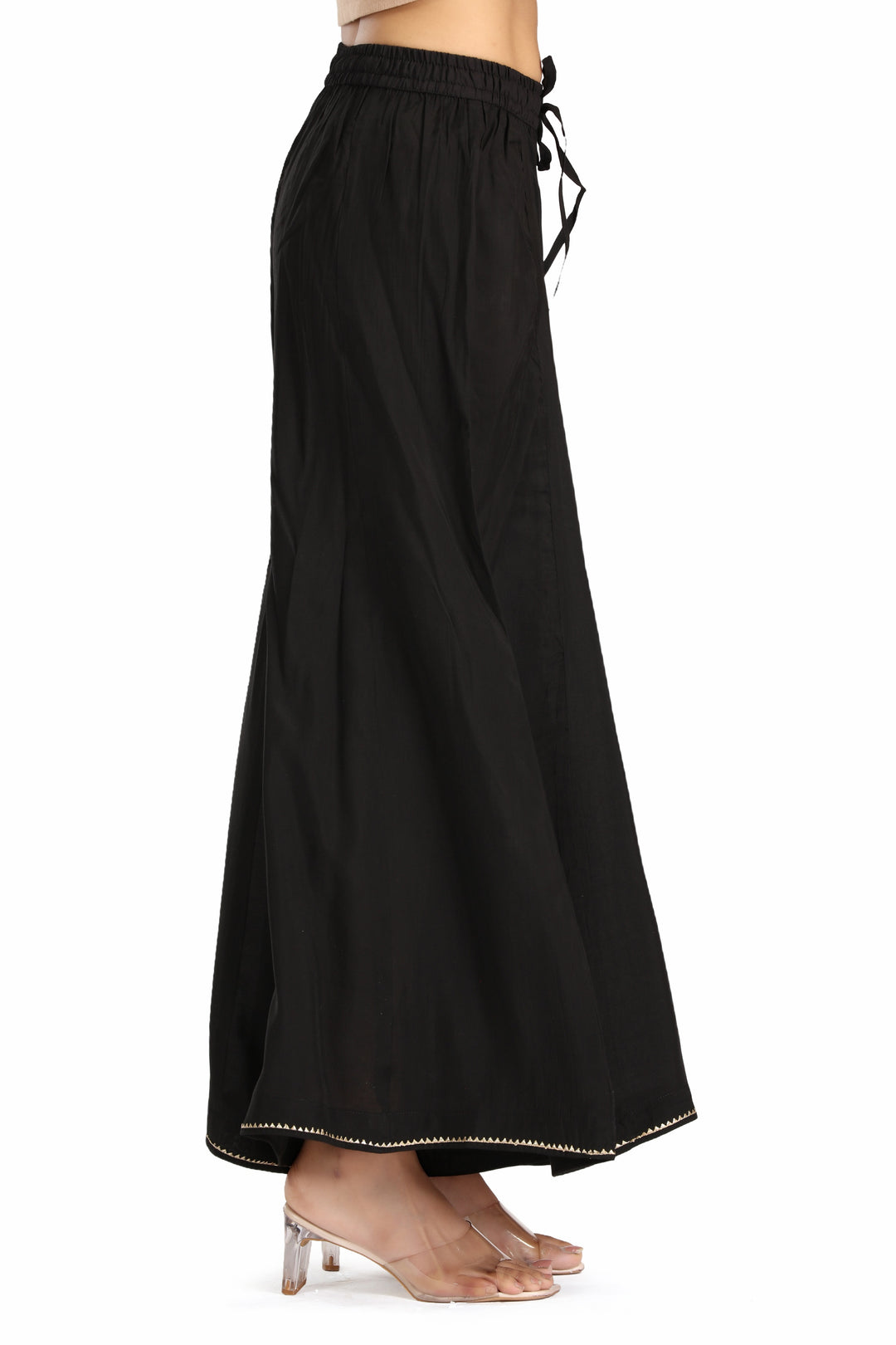 Black Roman Silk Solid Palazzo