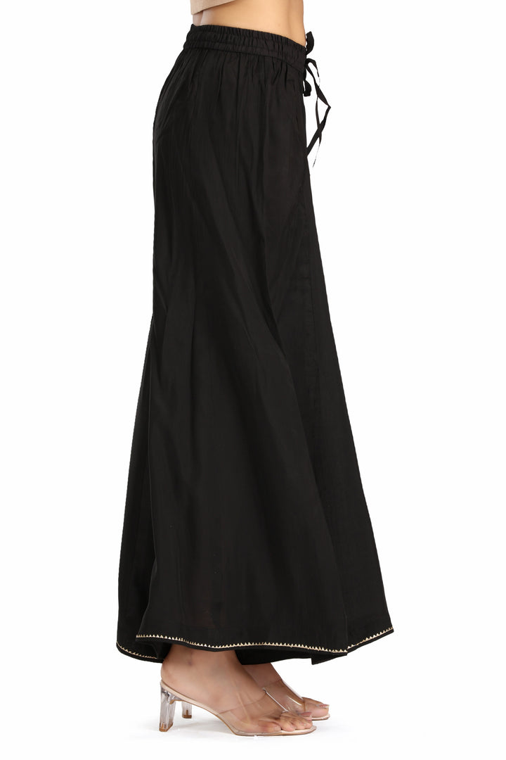Black Roman Silk Solid Palazzo