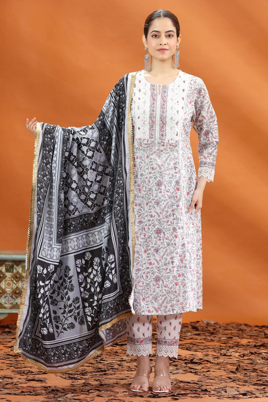 Black Chiffon Floral Printed Dupatta for women and girls