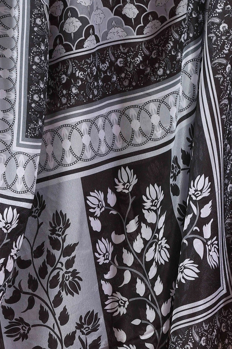 Black Chiffon Floral Printed Dupatta for women and girls