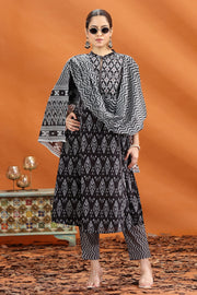 Black Jaipuri Cotton Straight Printed Kurta Pant and Dupatta Set for women and girls