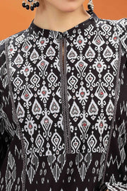 Black Jaipuri Cotton Straight Printed Kurta Pant and Dupatta Set for women and girls