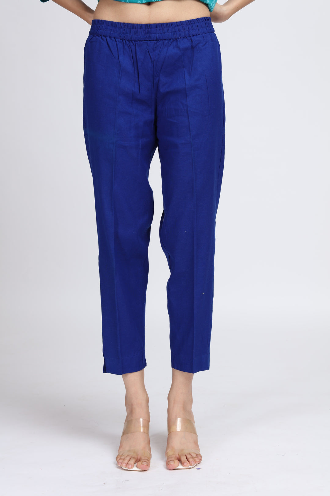 Blue Cotton Bandhani Digital Print A Line Kurta