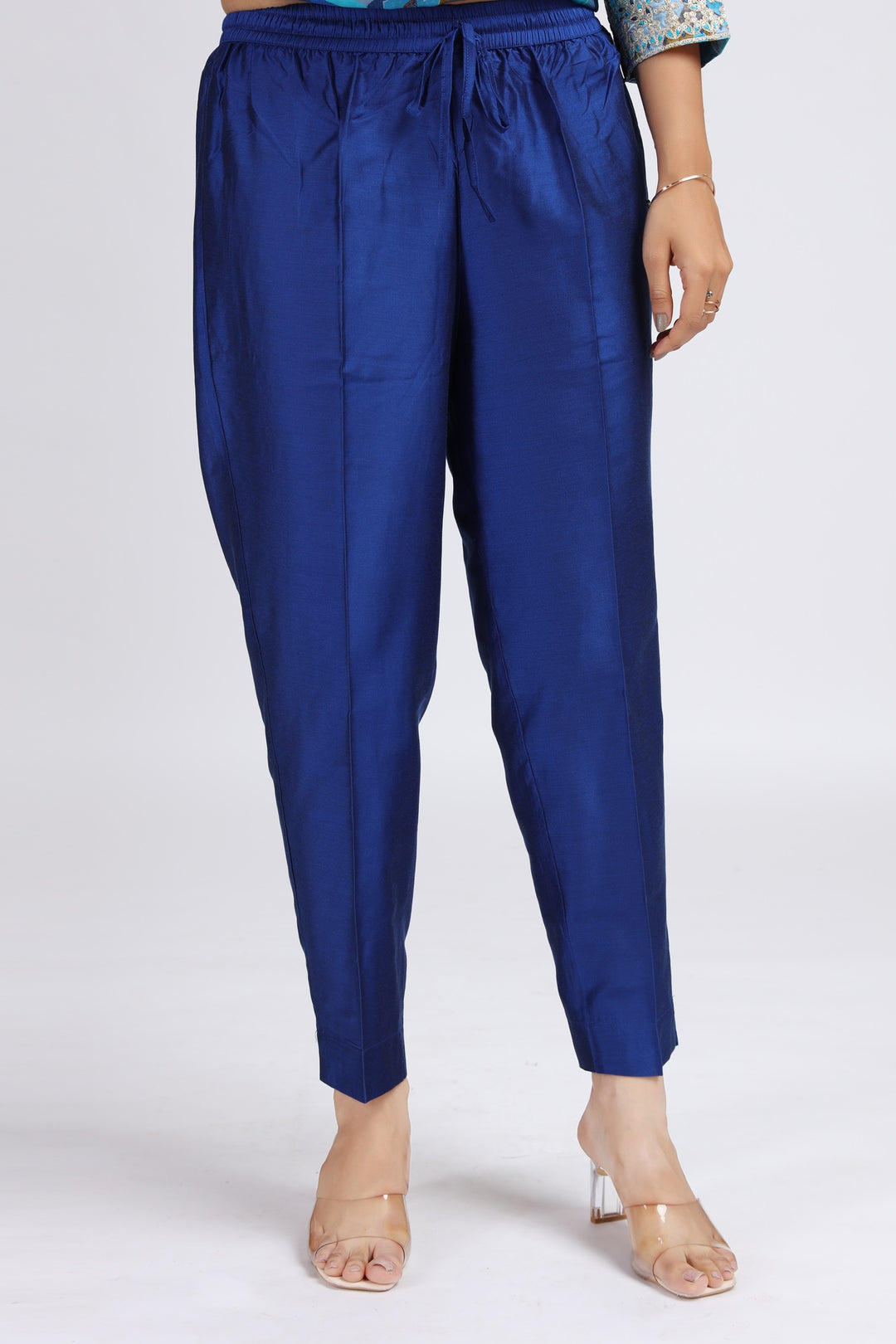 Blue Muslin Viscose Embroidered Straight Kurta Pant and Dupatta Suit Set