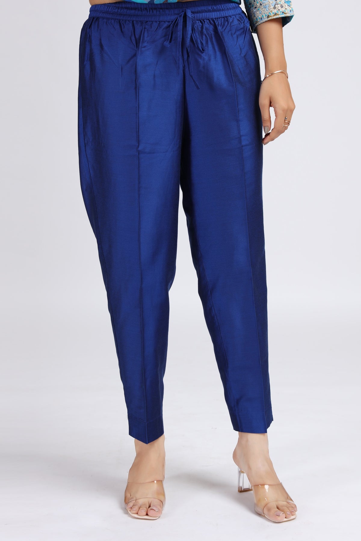 Blue Muslin Viscose Embroidered Straight Kurta Pant and Dupatta Suit Set