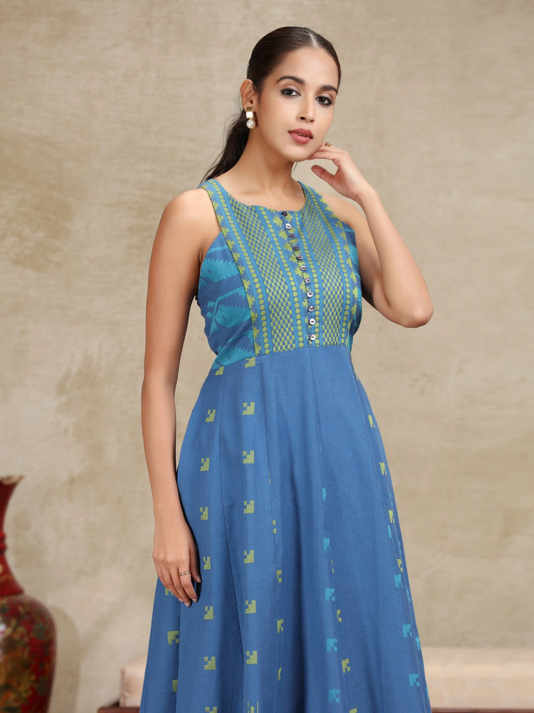 Blue Yarndyed Fit and Flare Co-ord Set