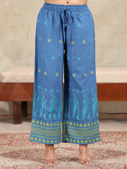 Blue Yarndyed Fit and Flare Co-ord Set