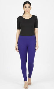 Blue Cotton Lycra Ankle Length Legging