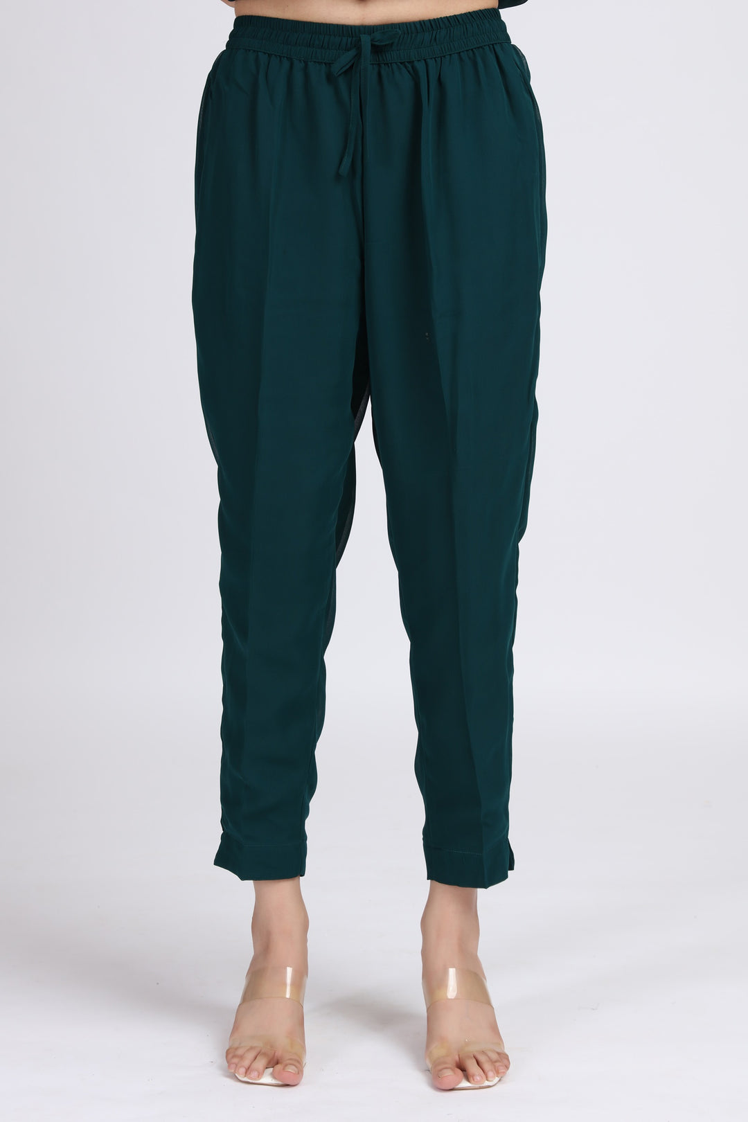 Bottle Green Embroidered A-Line Ethnic Set