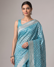 Blue Saffee Cotton Weaving Saree with Woven Pallu