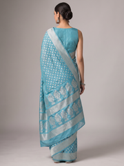 Blue Saffee Cotton Weaving Saree with Woven Pallu