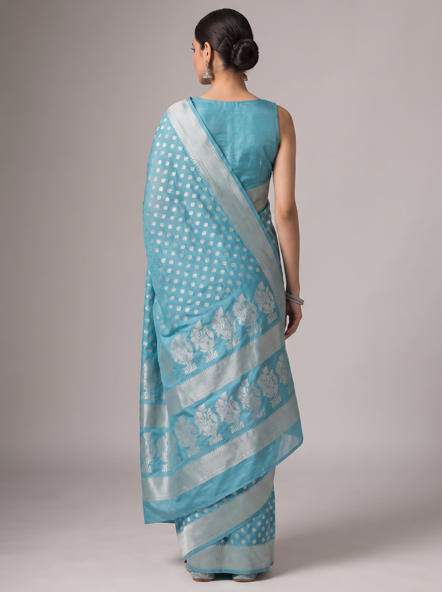 Blue Saffee Cotton Weaving Saree with Woven Pallu