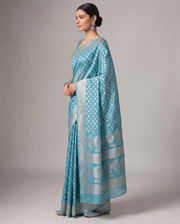 Blue Saffee Cotton Weaving Saree with Woven Pallu