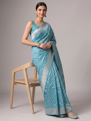 Blue Saffee Cotton Weaving Saree with Woven Pallu