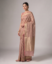 Golden Light Purple Saffee Cotton Weaving Saree with Woven pallu