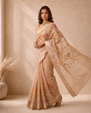 Golden Orange Saffee Cotton Weaving Saree