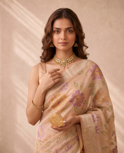 Golden Orange Saffee Cotton Weaving Saree
