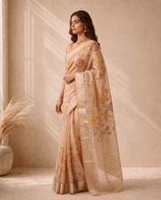 Golden Orange Saffee Cotton Weaving Saree