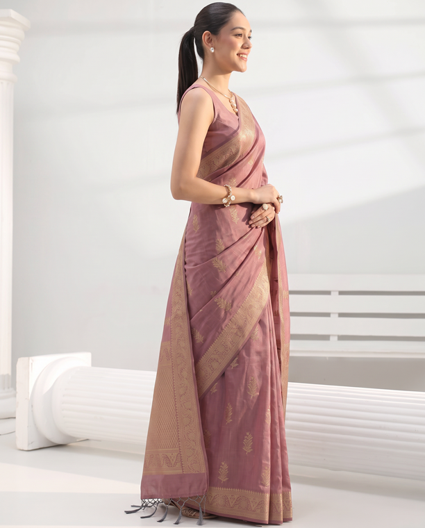 Lilac Purple Chanderi Weaving Saree