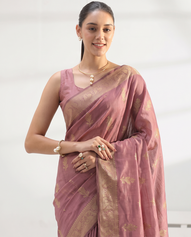 Lilac Purple Chanderi Weaving Saree