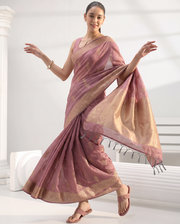 Lilac Purple Chanderi Weaving Saree