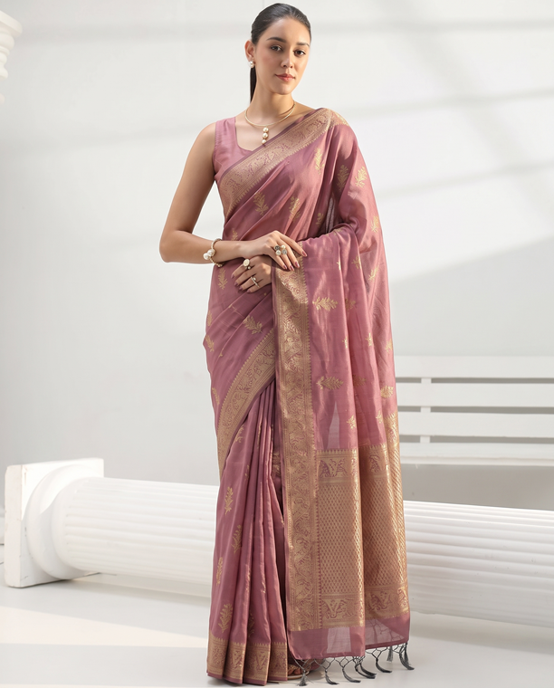 Lilac Purple Chanderi Weaving Saree