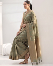 Mehndi Green Chanderi Weaving Saree