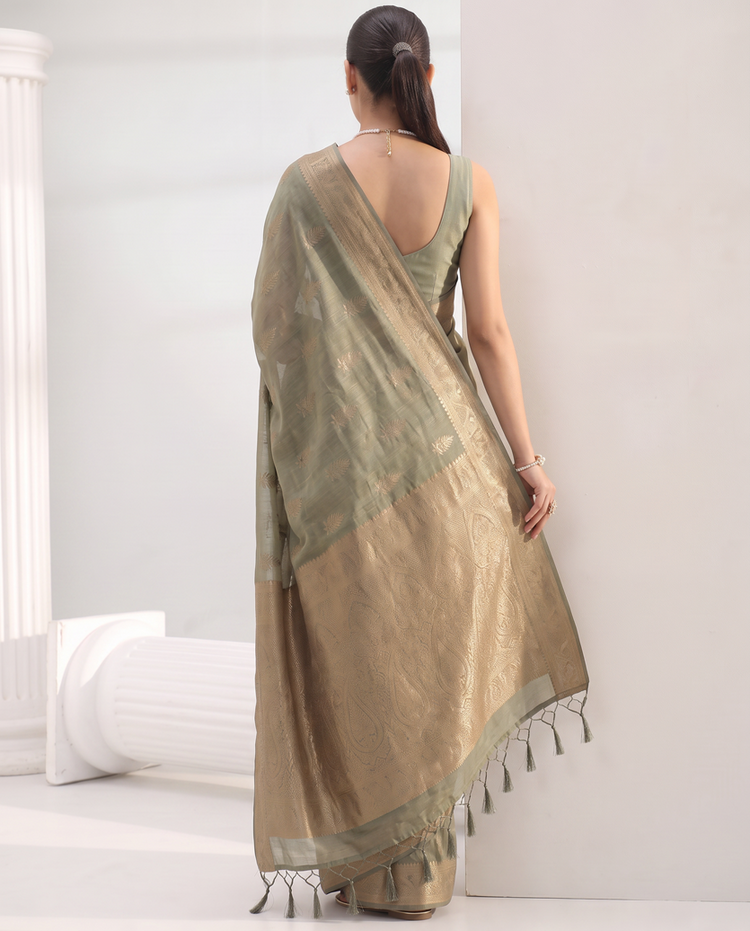 Mehndi Green Chanderi Weaving Saree
