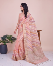 Pink Chanderi Silk Woven Saree with Zari Border