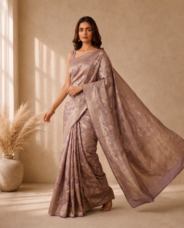 Purple Chanderi Silk Woven Saree