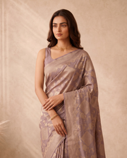 Purple Chanderi Silk Woven Saree