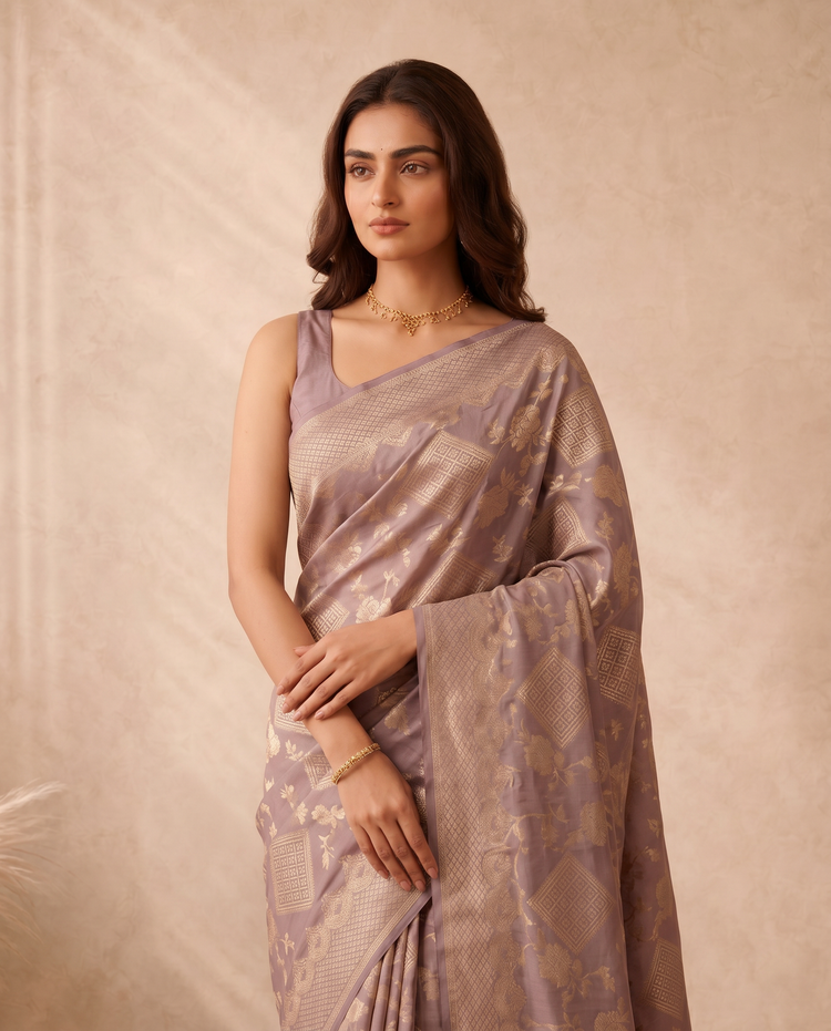 Purple Chanderi Silk Woven Saree