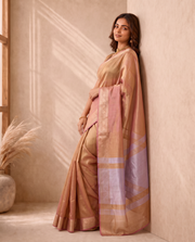 Copper Brown Tissue Fancy Crush Saree