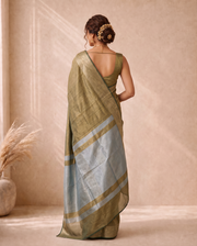 Khaki Tissue Fancy Saree with Rich Woven Pallu