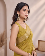 Olive Gold Tissue Fancy Crush Saree