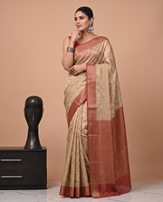 Beige Munga Weaving Saree