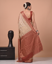 Beige Munga Weaving Saree